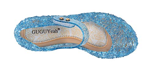 GUGUYeah Princess Costumes Jelly Flats Shoes, Cosplay Birthday Party Dress Up Sandals for Little Girls, Toddler or Kids Blue - Image 2
