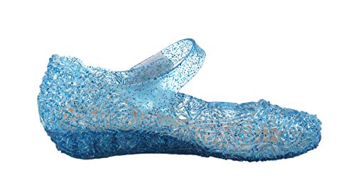 GUGUYeah Princess Costumes Jelly Flats Shoes, Cosplay Birthday Party Dress Up Sandals for Little Girls, Toddler or Kids Blue - Image 3