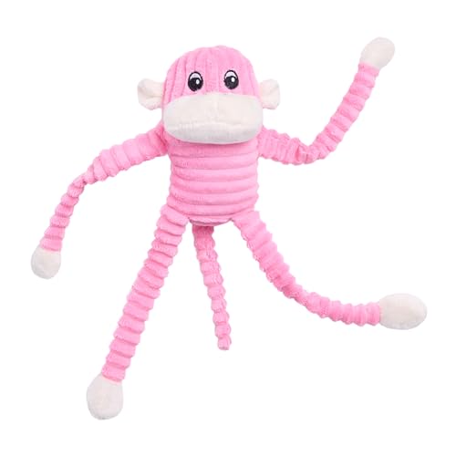 ZippyPaws Crinkle Monkey Interactive Dog Toys to Keep Them Busy Squeaky Plush Pet Toy for All Breeds Cute Gift for Small and Medium Dogs Contains 1 Round Squeaker Small Pink - Image 1