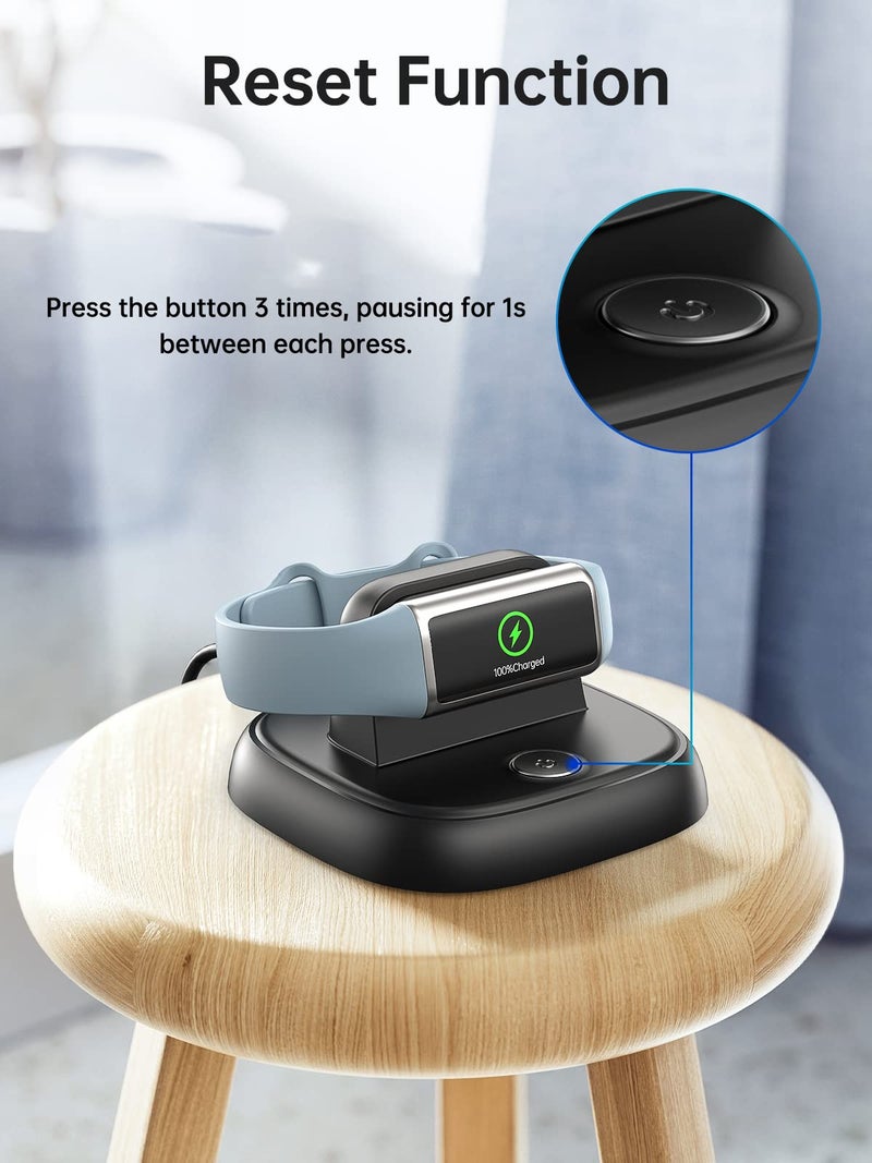 LVFAN for Fitbit Charge 6/Charge 5/Luxe Charger, Charging Cable Replacement Accessories with Reset Button, Smart Watch Fast Charging Station, Magnetic Charger Stand Dock for Fitbit Charge 6/5&Luxe - Image 5