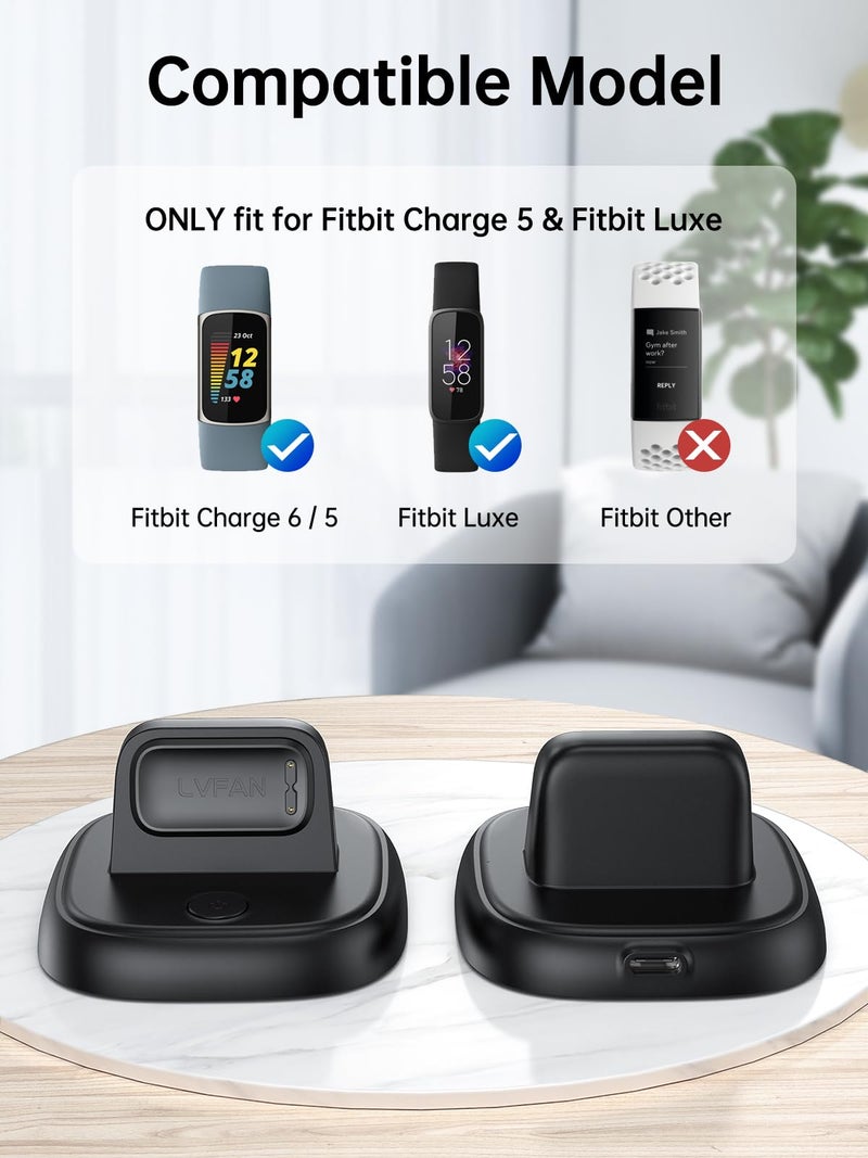 LVFAN for Fitbit Charge 6/Charge 5/Luxe Charger, Charging Cable Replacement Accessories with Reset Button, Smart Watch Fast Charging Station, Magnetic Charger Stand Dock for Fitbit Charge 6/5&Luxe - Image 3