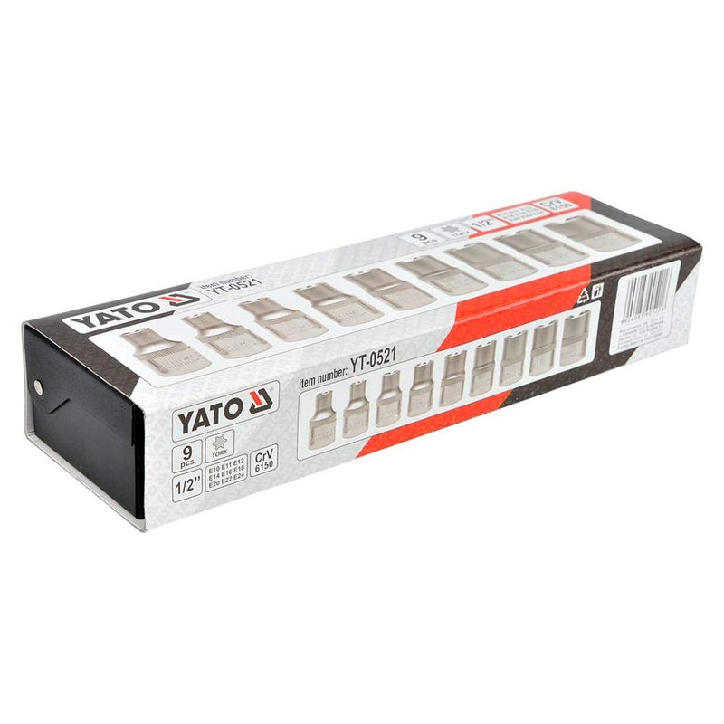 Yato Yato YT0521 Torx Sockets CrV E10E24 9PcsSocket Wrench SetSocket CoverS2 steelTorx Socket Tool BoxChromium platedPower ToolsHome ToolsIndustrial toolsMechanical ToolsAutomotive12 inch  - Image 5