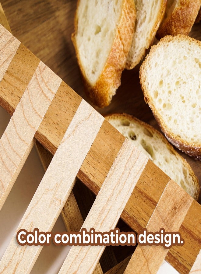 Nuvograin Wood Bread Cutting Board With Slicer, Crumb Tray and Holder - Serving Tray for Kitchen, Color Combination Design - For Cake, Bagels - 9.53" Wide x 1.46" Tall - Image 4