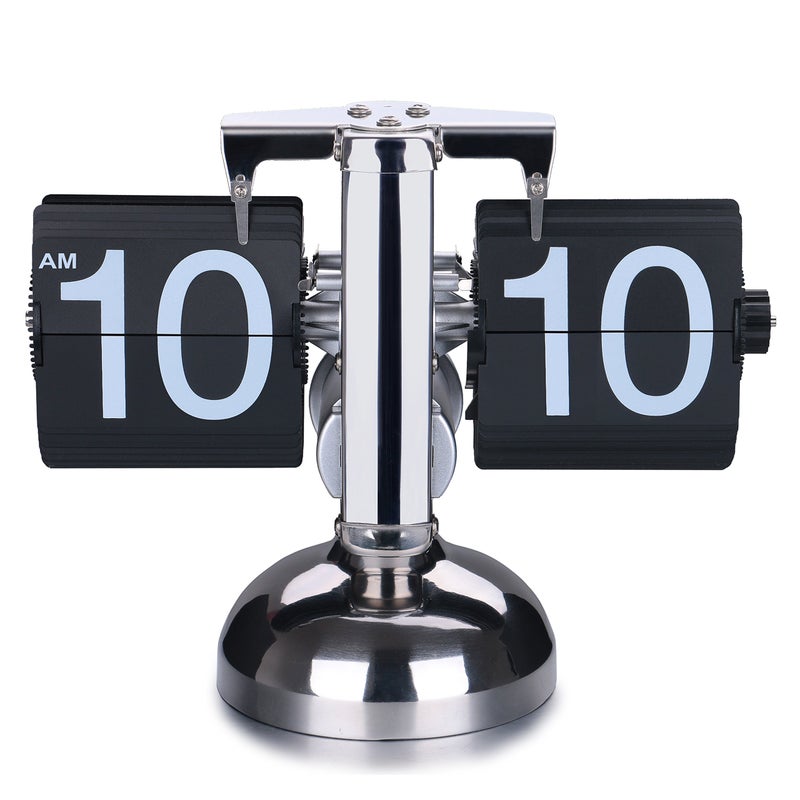 WoneNice WoneNice Retro Digital Flip Down Clock Battery Powered Internal Gear Operated Clock for Home  Office Dcor Black 