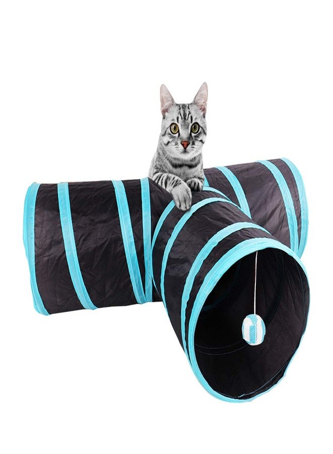 PETLICIOUS & MORE نفق القطط Petlicious & More® (على شكل حرف T) - لعبة قابلة للطي بثلاثة اتجاهات، أنبوب ممتع للأرانب والقطط الصغيرة - Image 1