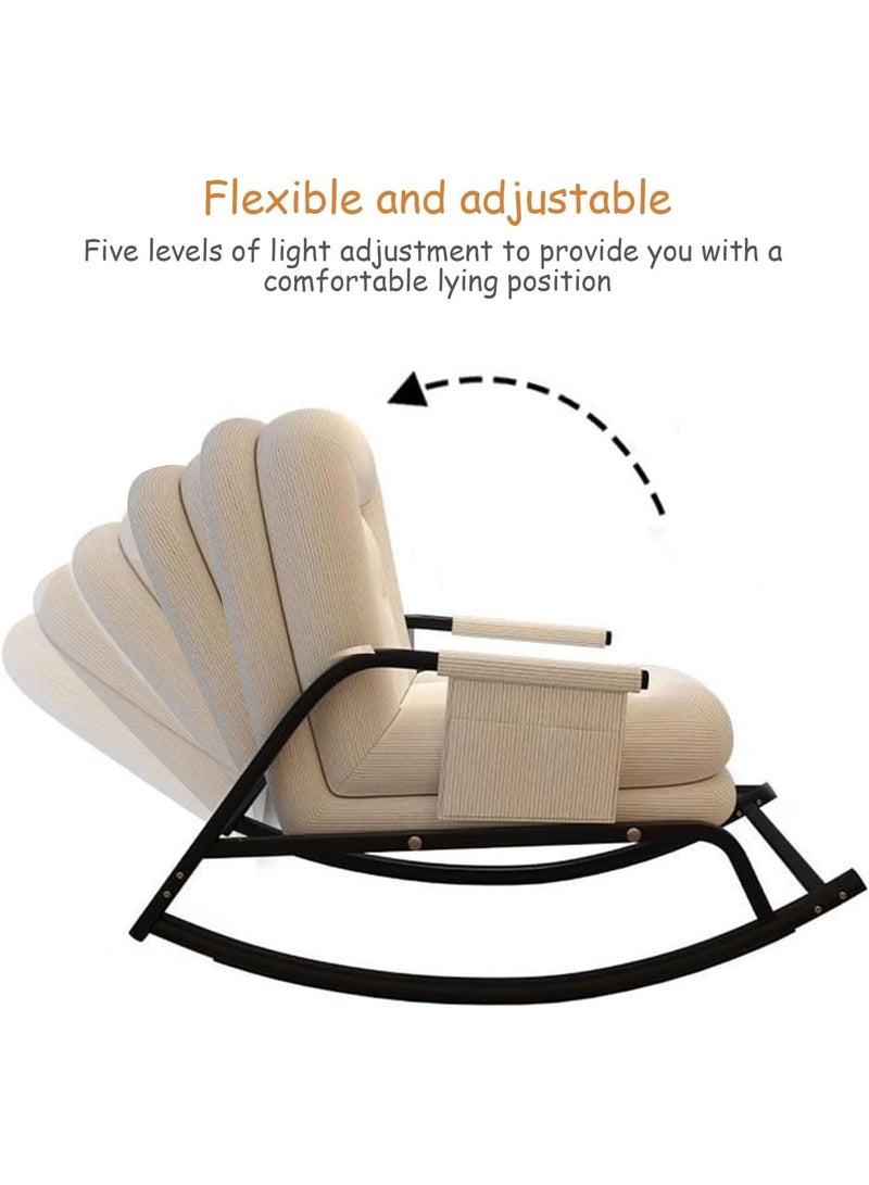والالا كرسي استرخاء قابل للإمالة، كرسي هزاز أريكة كسول، كرسي هزاز مريح عصري، كرسي هزاز مميز بمسند ظهر قابل للتعديل على 5 مستويات وجيب جانبي، كرسي جانبي مريح لغرفة المعيشة وغرفة النوم - Image 2