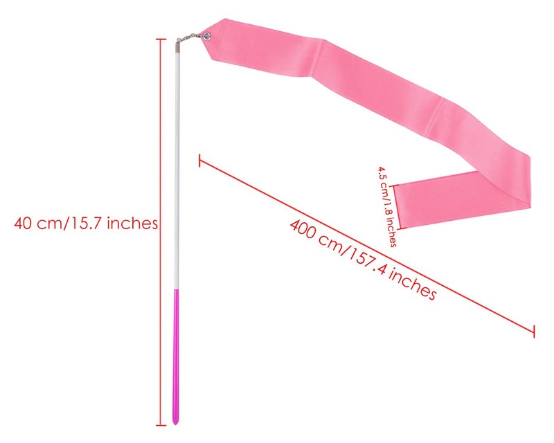 DS.DISTINCTIVE STYLE DS. DISTINCTIVE STYLE Dance Ribbons with Wands 4 Yards Long Rhythmic Gymnastics Ribbon Dance Streamer for Kids Baton Twirling (Pink) - Image 2