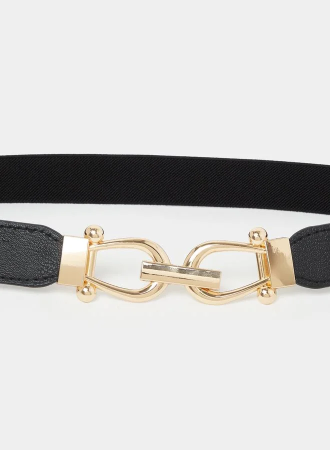 Styli Black Stretch Belt with Hook Buckle