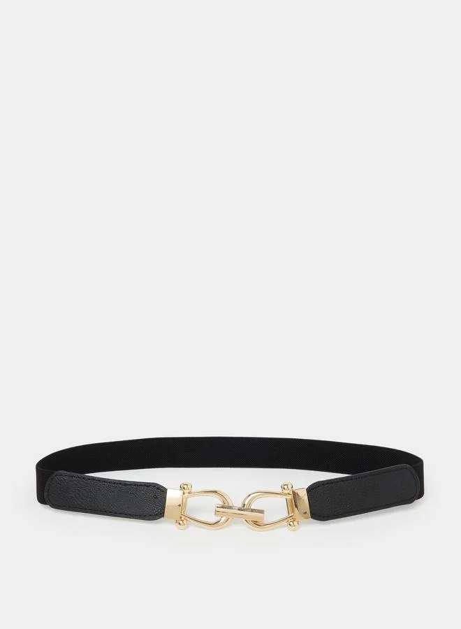 Styli Black Stretch Belt with Hook Buckle