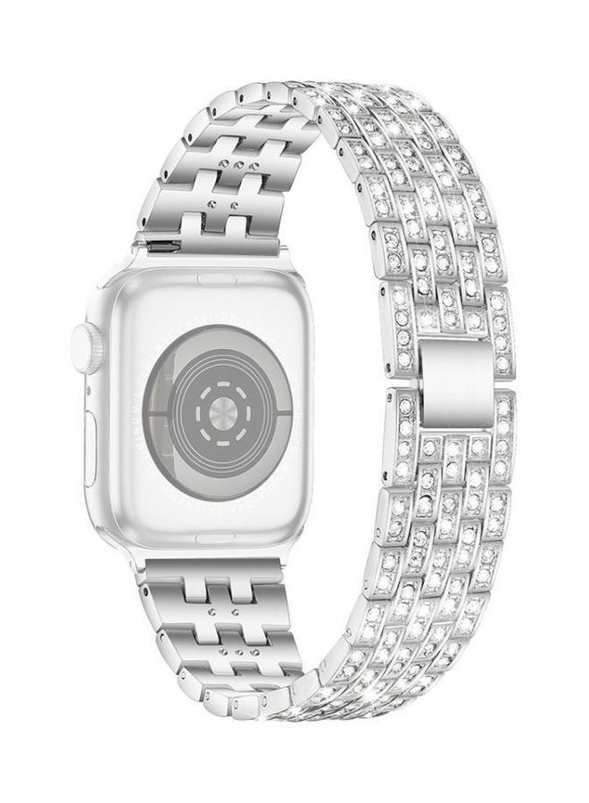 نيبمينينت سوار ساعة بديل بتصميم عرقي لسلسلة ساعات أبل 1/2/3/4/5/6/7/SE 42/44/45 مم Silver - Image 1