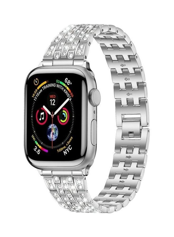 نيبمينينت سوار ساعة بديل بتصميم عرقي لسلسلة ساعات أبل 1/2/3/4/5/6/7/SE 42/44/45 مم Silver - Image 3