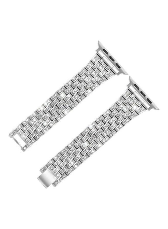 نيبمينينت سوار ساعة بديل بتصميم عرقي لسلسلة ساعات أبل 1/2/3/4/5/6/7/SE 42/44/45 مم Silver - Image 2