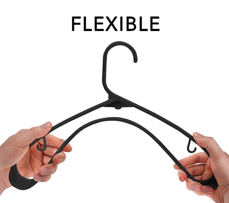 Sharpty Plastic Hangers Clothes Hangers for Clothing, Closet, Coats & Shirts - Durable & Space Saving - for Everyday Standard Use, Room Essentials & Basics - 20 Pack - Black - Image 3