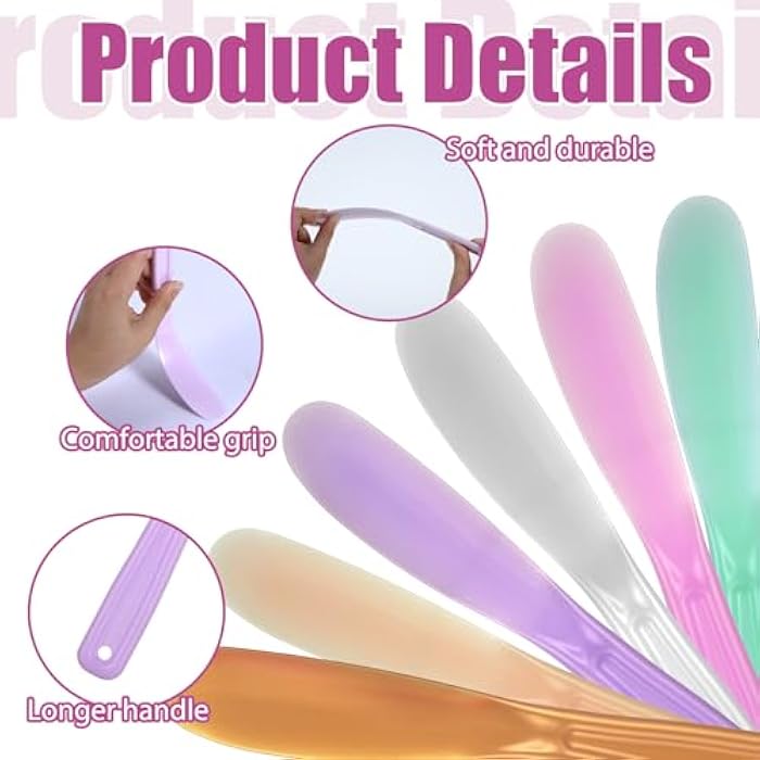 Qulkws 6 Pcs Large Makeup Scoops Spatulas Large Plastic Cosmetic Spatula Face Mask Spatula Reusable Cosmetic Mask Mixing Spoon Scoops Spatulas Beauty Spa Makeup Tools for Skin Care Masks Mixing and Sampling - Image 2