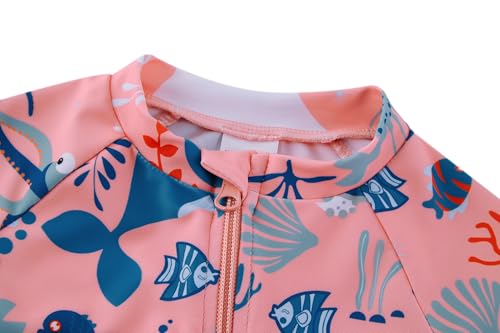 upandfast Baby/Toddler Girl Swimwear Swimsuit Full Zipper Infant One Piece Sunsuit UPF50+(18-24 Months,Pink Whale) - Image 4