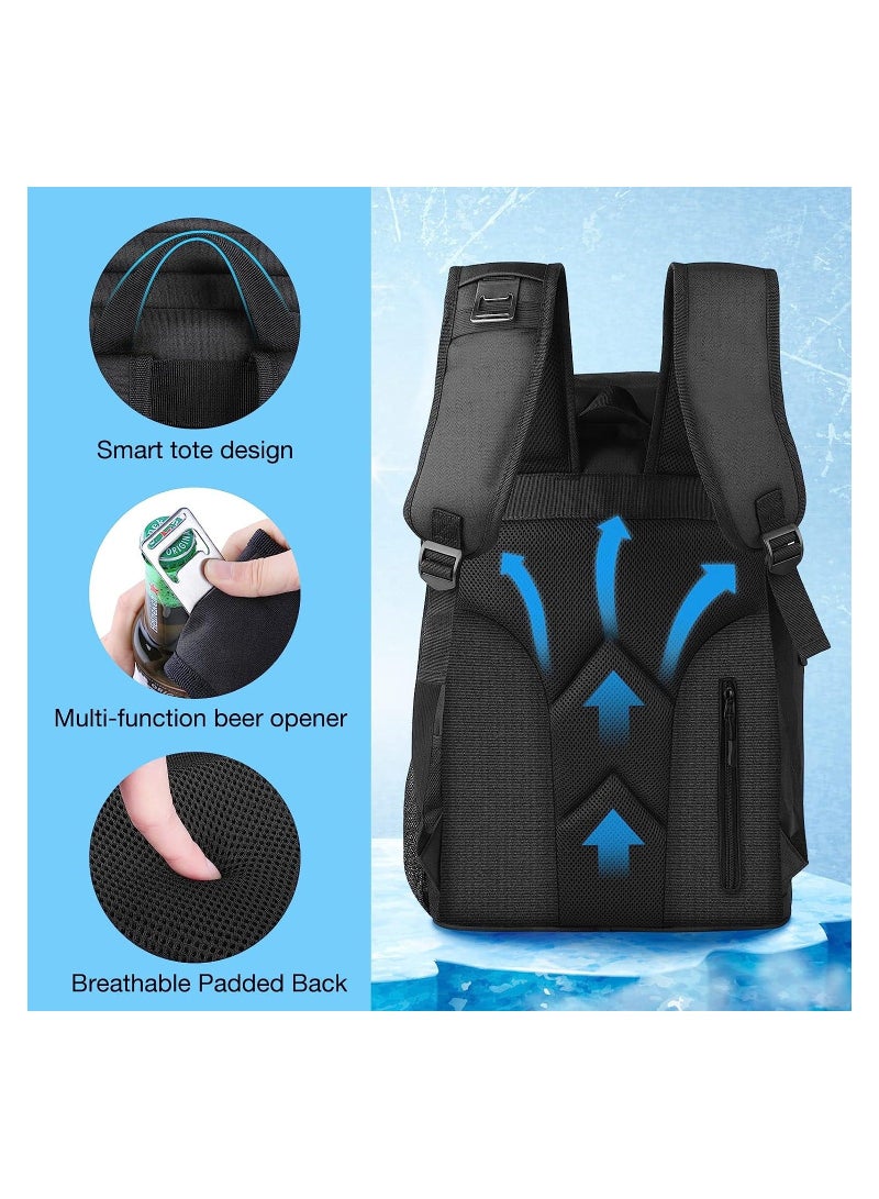 Y&D Large Cooler Picnic Backpack, 35L Insulated Leakproof Soft Sided Backpack for Camping BBQ Family Beach Hiking Outdoor, Black  - Image 5
