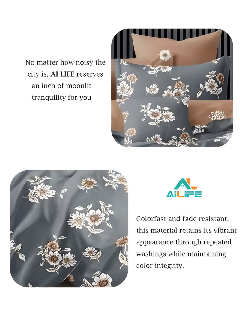 ال لايف طقم غطاء لحاف AI LIFE مقاس كينج - غطاء لحاف واحد، و4 أكياس وسائد، وملاءة سرير عميقة مزودة بجيب لملاءمة آمنة وراحة طوال العام - Image 4