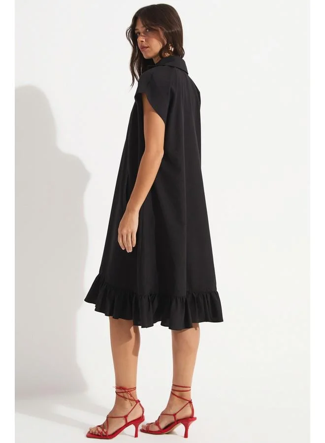 JUNE Ruffled Hem Shirtdress