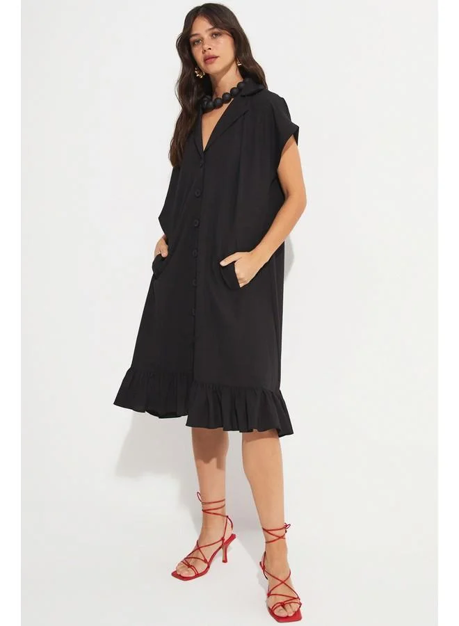 JUNE Ruffled Hem Shirtdress