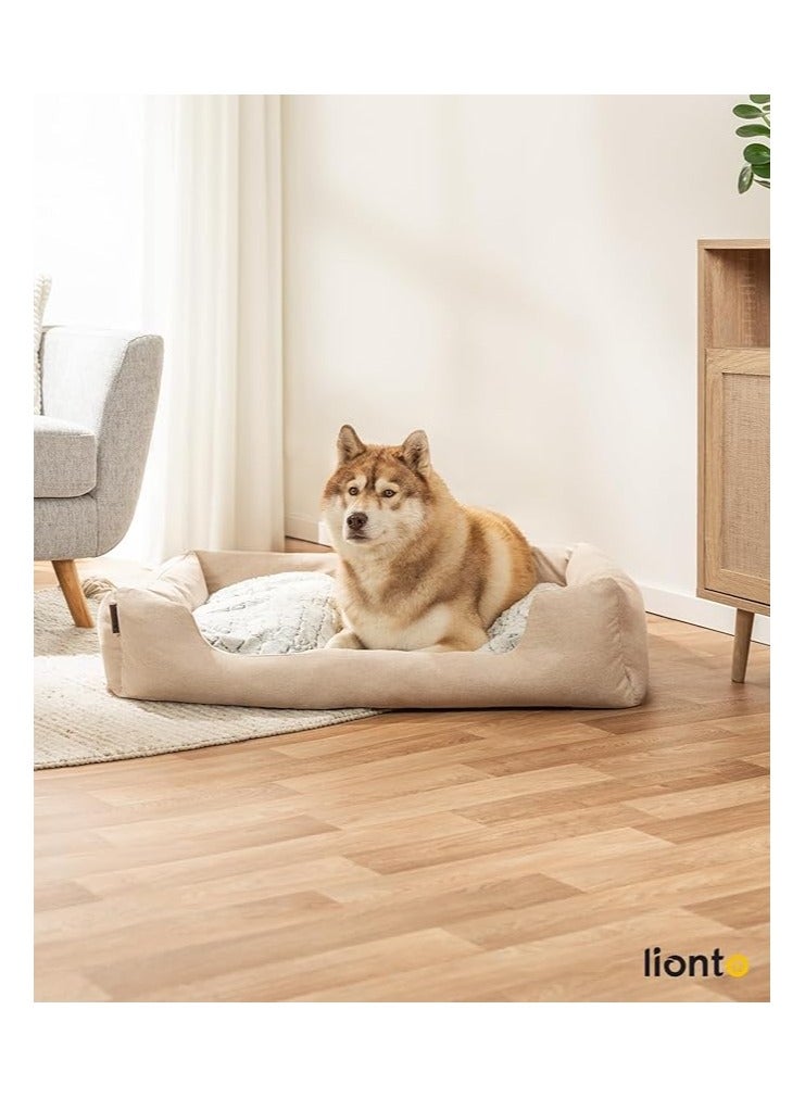 مورو مورو عش كلب مربع كتان – سرير مريح قابل للتنفس ومضاد للانزلاق للكلاب والقطط - Image 2
