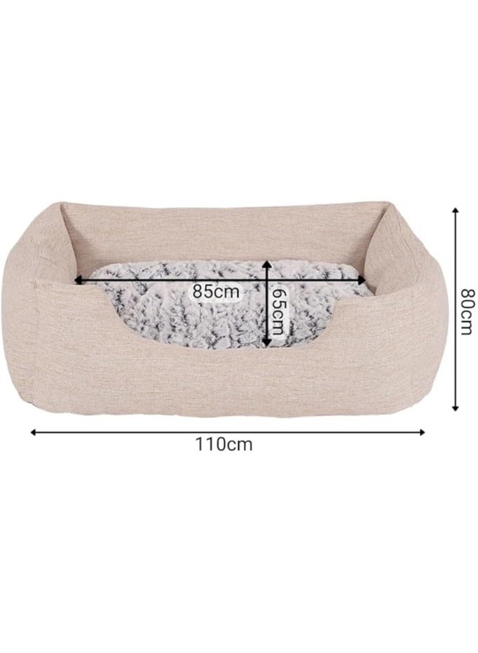 مورو مورو عش كلب مربع كتان – سرير مريح قابل للتنفس ومضاد للانزلاق للكلاب والقطط - Image 4