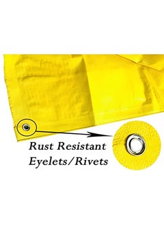 SR TRENDS SR TRENDS Tarpaulin Sheet Waterproof Tirpal Heavy Duty Poly Tadpatri Multipurpose 150 Gsm Plastic Cover Tharpai Thadika Tarp Yellow 12 X 8 Ft  - Image 5