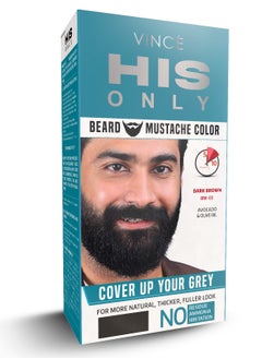VINCE Beard & Mustache Color (BM-03) – Dark Brown – Ammonia-Free, 100% Grey Coverage, Olive Oil & Avocado Oil Infused, Quick 5-Minute Application, Long-Lasting Results, Full Kit Included  - Image 1