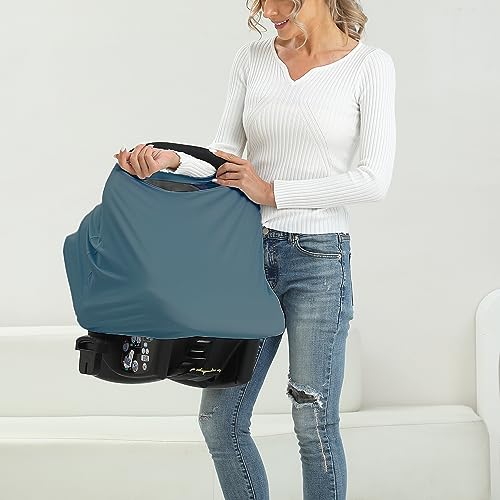MeetJoy Breathable Car Seat Cover for Babies – Multi-Purpose Soft Rayon Nursing Cover for Breastfeeding, High Stretchy Infant Carseat Canopy, Stroller Cover (Smooth Rayon, Blue) - Image 2