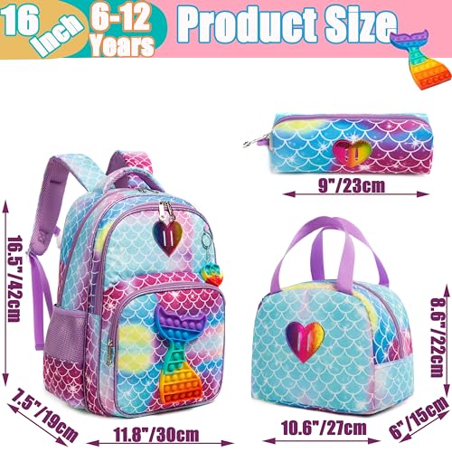 Meetbelify Mermaid Backpack for Girls Backpacks for Elementary Preschool Student with Lunch Box Pencil Case 3 in 1 Bookbag for Girls for School - Image 4