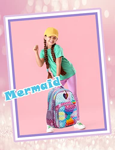 Meetbelify Mermaid Backpack for Girls Backpacks for Elementary Preschool Student with Lunch Box Pencil Case 3 in 1 Bookbag for Girls for School - Image 2