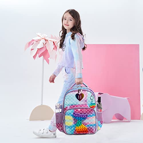 Meetbelify Mermaid Backpack for Girls Backpacks for Elementary Preschool Student with Lunch Box Pencil Case 3 in 1 Bookbag for Girls for School - Image 3