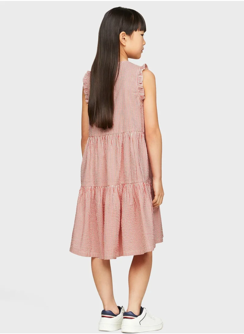 TOMMY HILFIGER Kids Striped Ruffle Dress