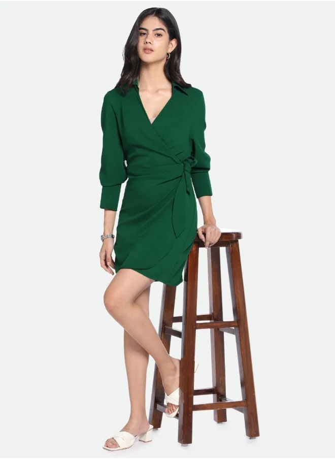دينيس لينغو Regular Fit Green Poly Dress – Versatile and Comfortable