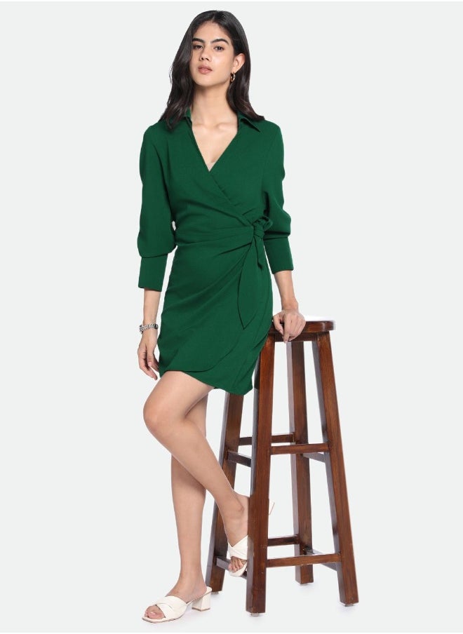 Dennis Lingo - Regular Fit Green Poly Dress – Versatile and Comfortable - Image 1