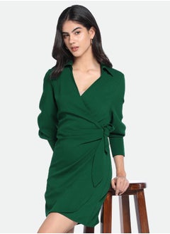 Dennis Lingo Regular Fit Green Poly Dress – Versatile and Comfortable  - Image 1