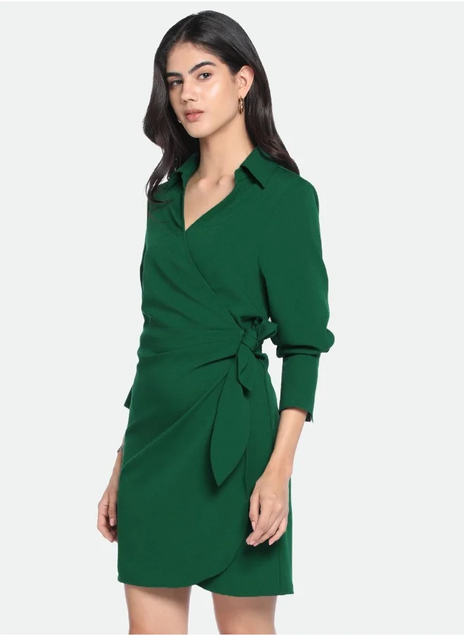 دينيس لينغو Regular Fit Green Poly Dress – Versatile and Comfortable