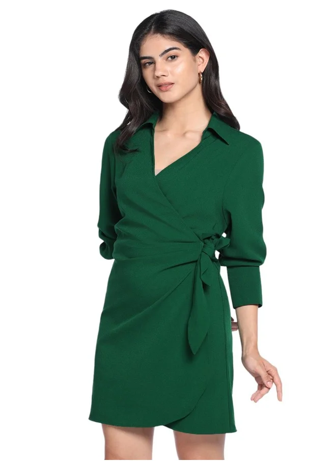 دينيس لينغو Regular Fit Green Poly Dress – Versatile and Comfortable