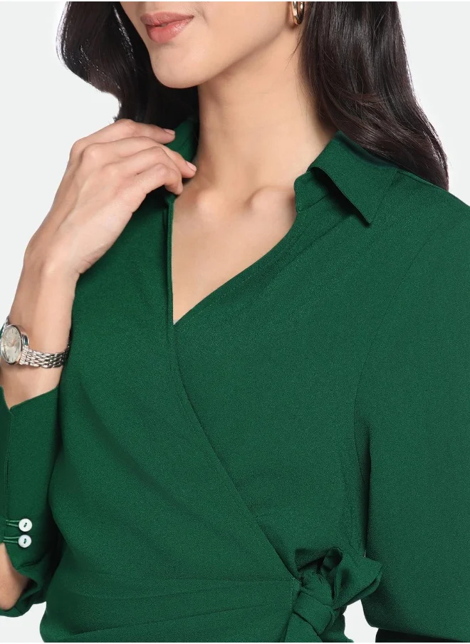 دينيس لينغو Regular Fit Green Poly Dress – Versatile and Comfortable