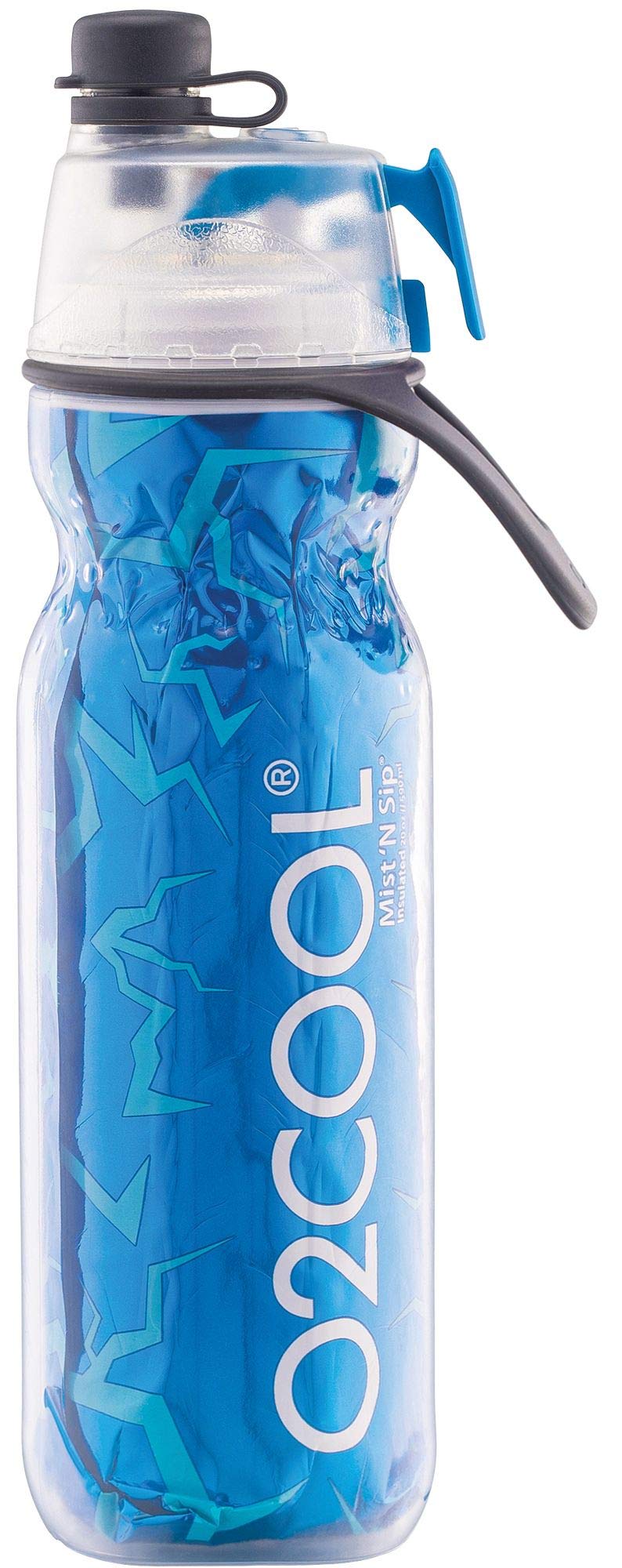 أو2 كول o2cool mist 'n sip bottle bottle 2 in-1 mist و sip function مع عدم وجود تسرب سحب زجاجة مياه مياه رياضية قابلة لإعادة الاستخدام-20 أونصة (الأزرق) - Image 2