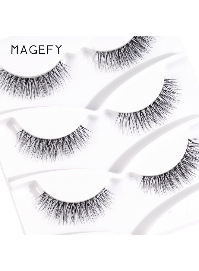 3 Pairs Pack Light Volume Short Fake Eye Lashes Lashes False Eyelashes Cat Eyes Wispy Natural Faux Mink Lashes - view 5