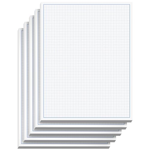 NextDayLabels Graph Paper Pad for Blueprint Drawings, Drafting, Engineering Drawing, and Planning - Graph Paper 8.5x11 Blueprint Quadrille Grid Paper Pads with Blue Lines, High Brightness 50 Sheets (5-Pack) - Image 1
