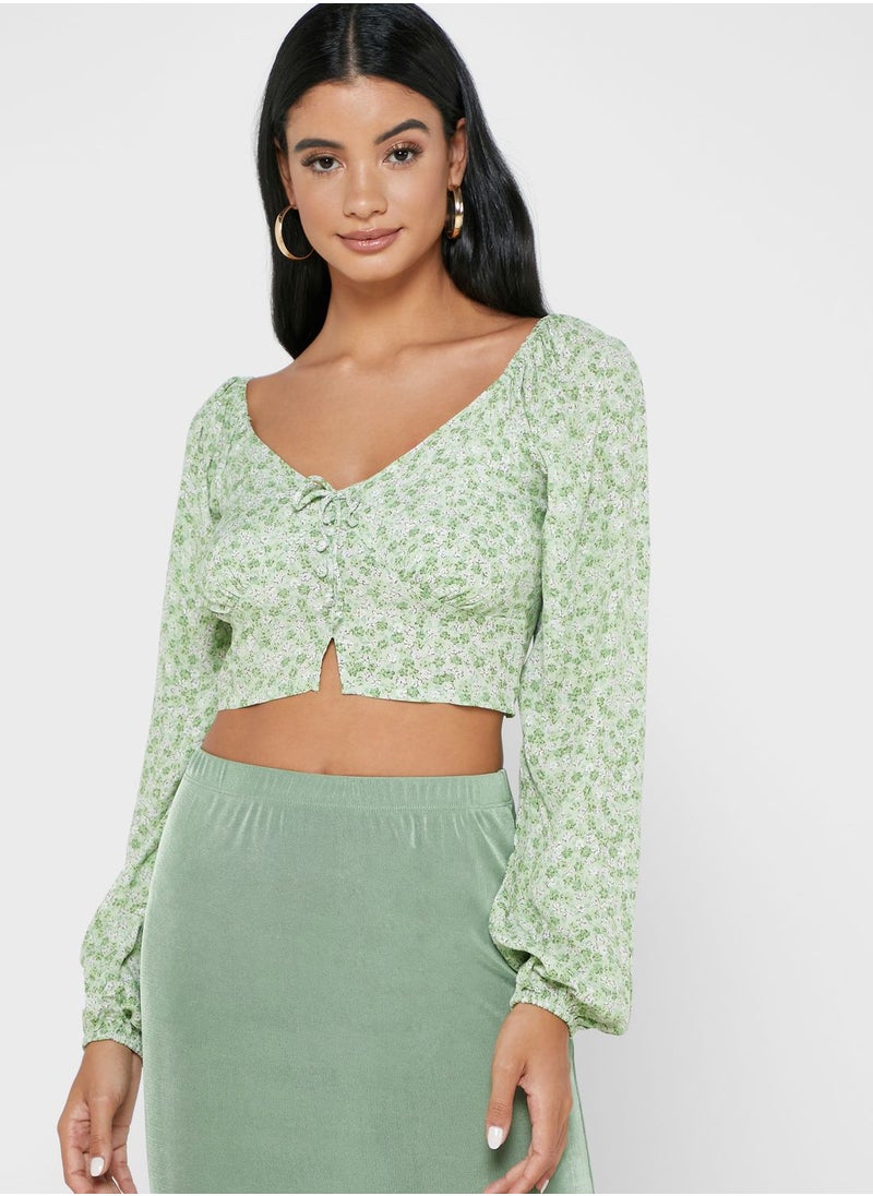 Cotton On - Printed V-Neck Blouse - Image 1