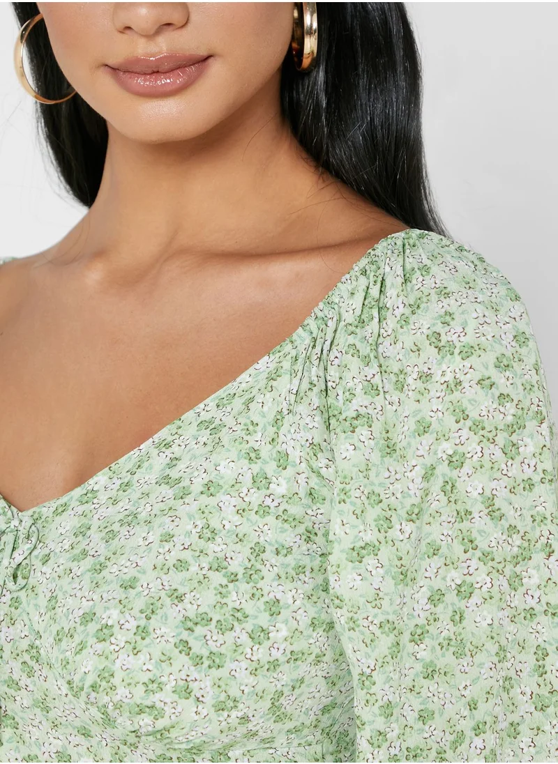 Cotton On Printed V-Neck Blouse