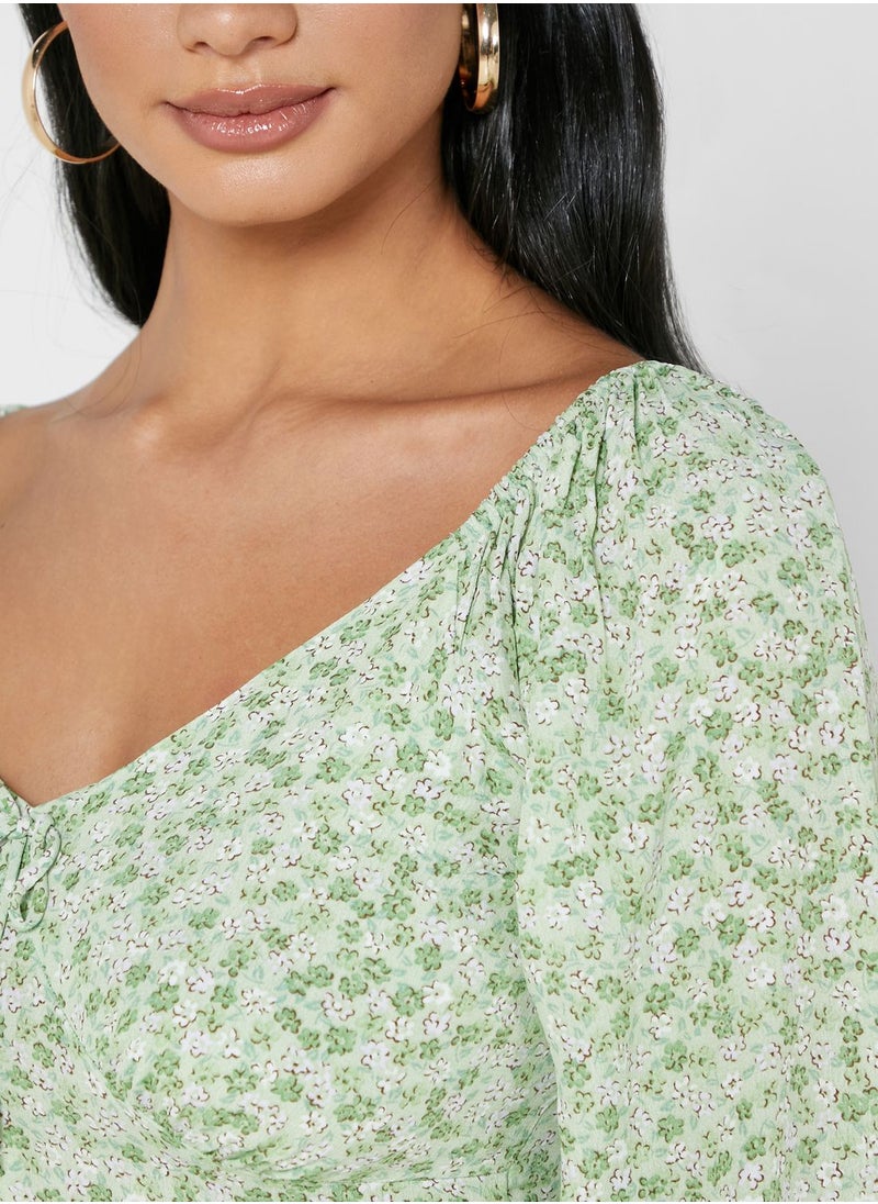Cotton On - Printed V-Neck Blouse - Image 1