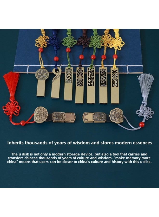 Chinese Style U Disk 8g High-speed Metal Creative Retro Large Capacity 64g Gift Lettering USB Antique Ruyi Bid-Capacity:16GB - Image 1