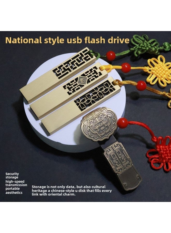 Chinese Style U Disk 8g High-speed Metal Creative Retro Large Capacity 64g Gift Lettering USB Antique Ruyi Bid-Capacity:16GB - Image 4