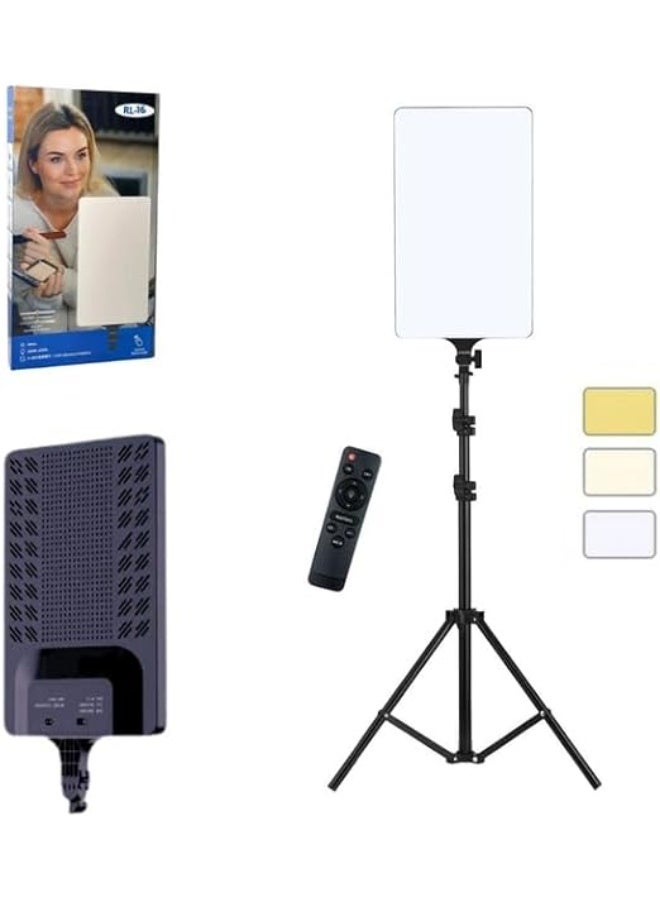 Rectangular LED Video Light with Soft White Glow, Remote Control, and 2-Meter Metal Stand – For Smartphones and Cameras – Ideal for YouTube Videos - Image 1