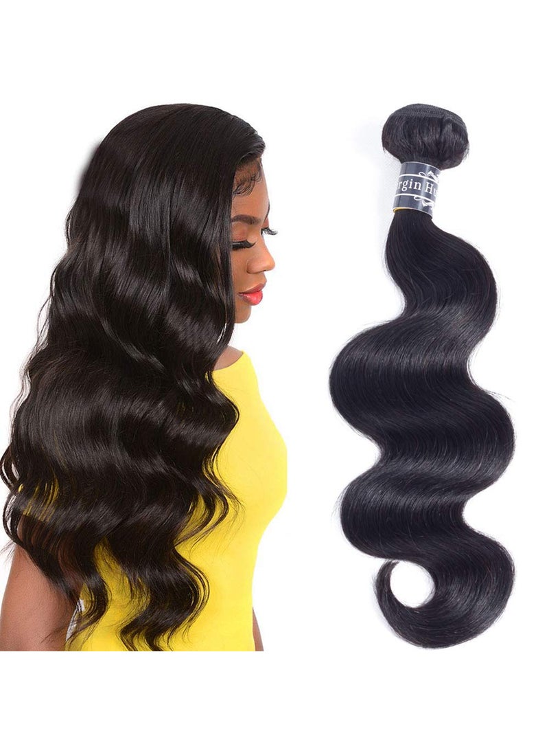 Amella Amella Hair 100% Unprocessed Brazilian Body Wave One Bundle 22inch 8A Brazilian Virgin Hair Weave Human Hair Bundles Body Wave Natural Black Color 90-95g/bundle 