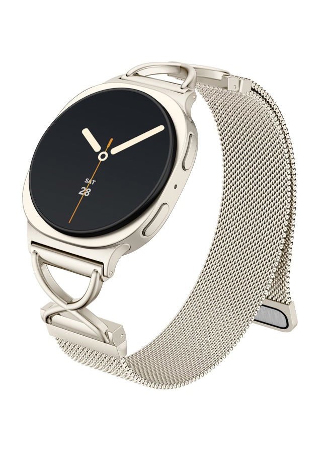 Dirrelo Metal Bands Compatible with Samusng Galaxy Watch 8 Band 40mm 44mm/Galaxy Watch 8 Classic Band 46mm, Stainless Steel Mesh Breathable Magnetic Clasp Strap for Galaxy 8/8 Classic Women Men,Starlight - Image 1