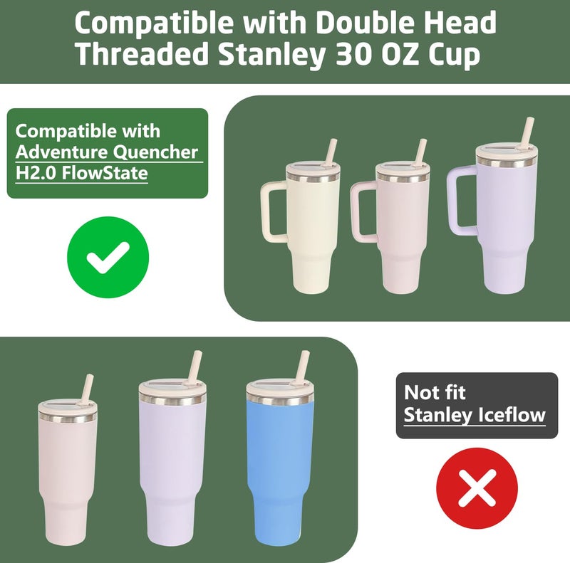 Gestarich Stanley Quencher Flip Straw Lid - 2 Pack Reusable, Leak Proof for 30 OZ Tumbler (White) - Image 2